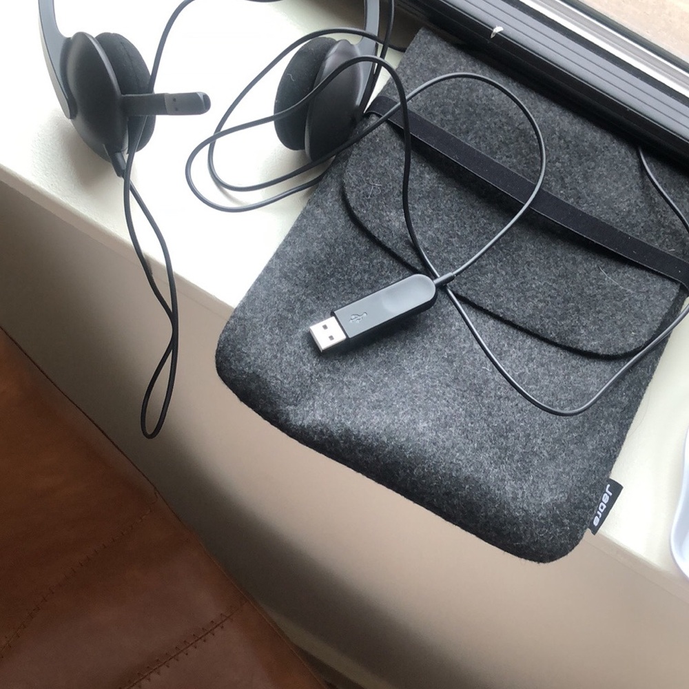 Logitech Headphones USB Connect with Microphone built in, w/Jabra Case